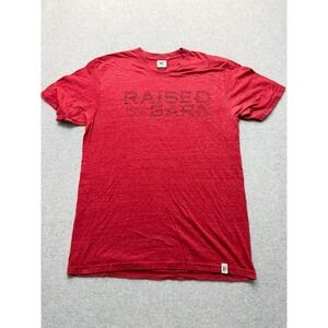 Rural Cloth Mens Red Raised In A Barn Graphic Tri-Blend T-Shirt Size L
